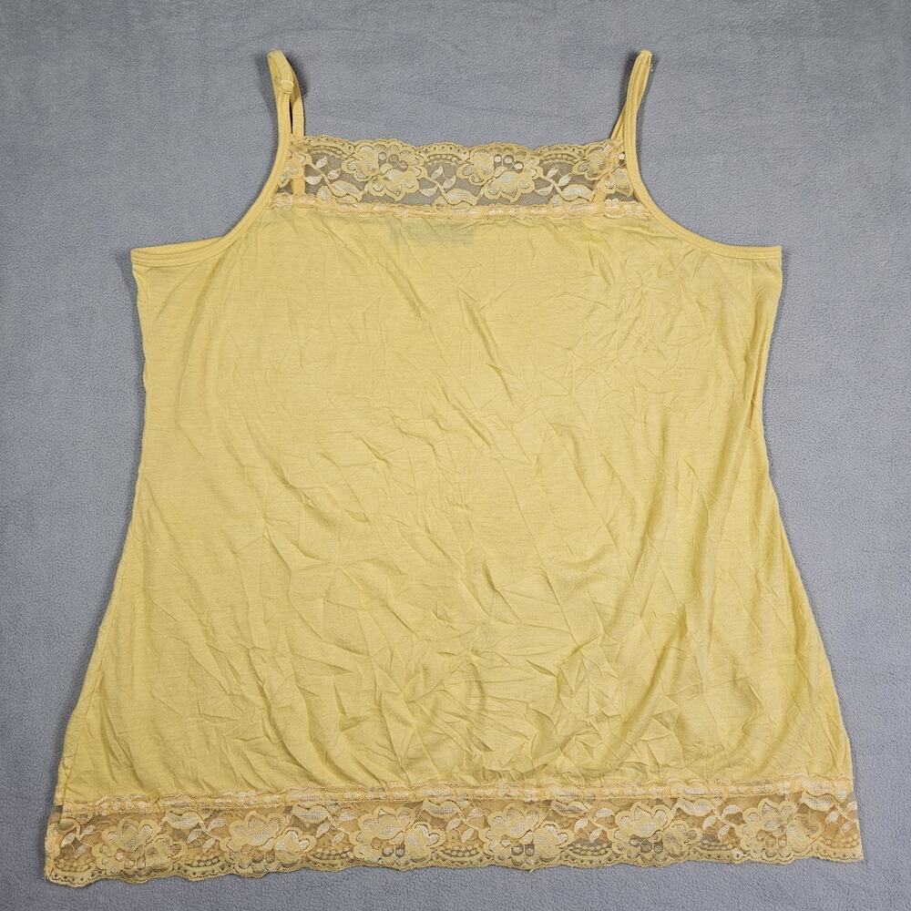 Y2K Maurices Tank Top Women Plus Sz 2 Lace Trim Cami Yellow Spring Danity Preppy